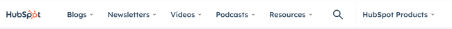 an example of a navigation menu on the hubspot website