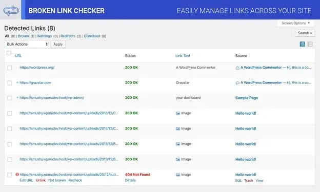 Best WordPress plugins, Broken Link Checker