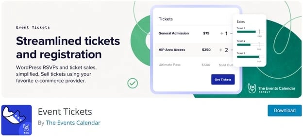 Image of The Events Calendar and Events Tickets used as WordPress RSVP plugins