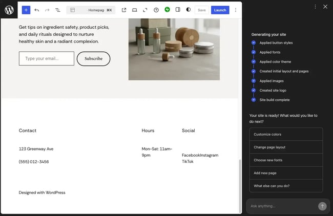wordpress.com ai site builder