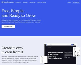 wordpress.com offers free subdomains and a free custom domain for one year with paid plans