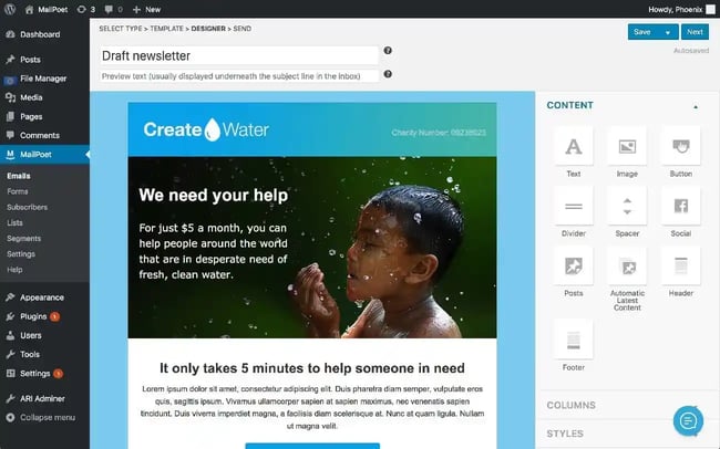 Best wordpress email plugins, MailPoet