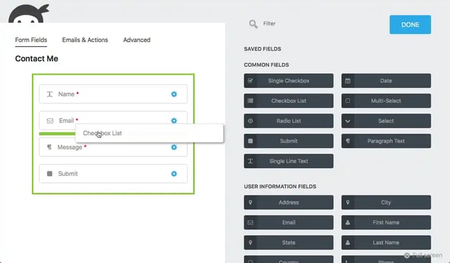 best wordpress email plugins, ninja forms