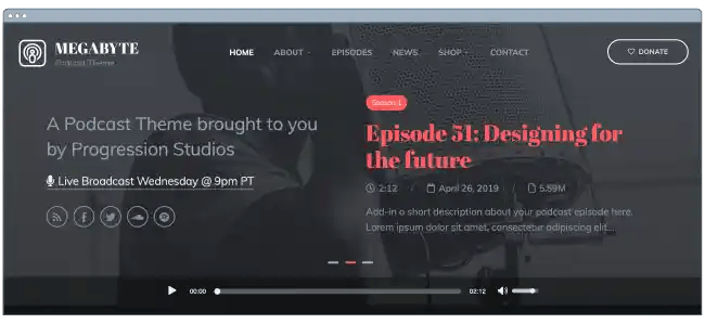 WordPress podcasting theme: Megabyte
