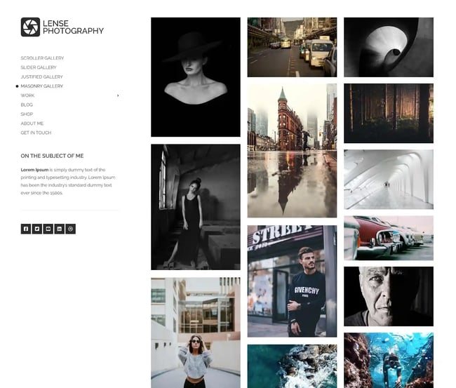 best Wordpress portfolio themes, Lense