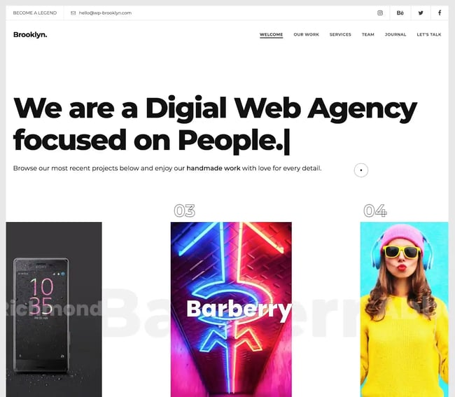 best Wordpress portfolio themes, Brooklyn