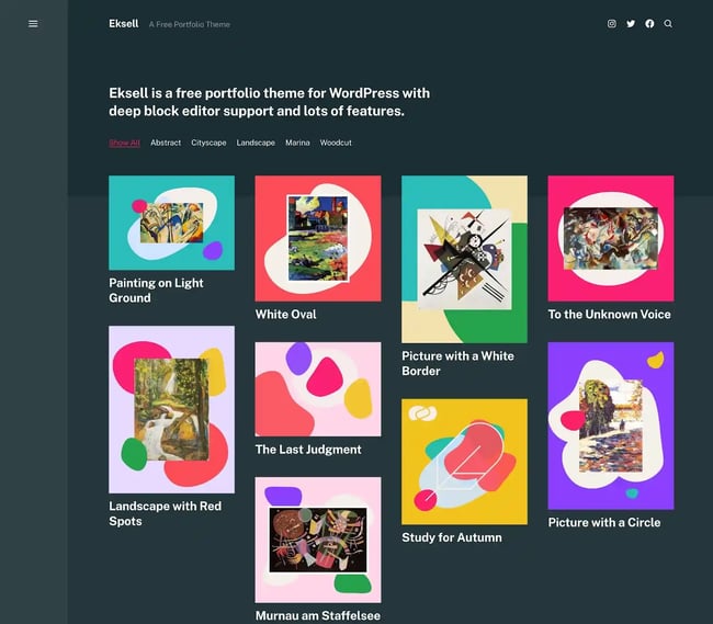 best Wordpress portfolio themes, Eksell
