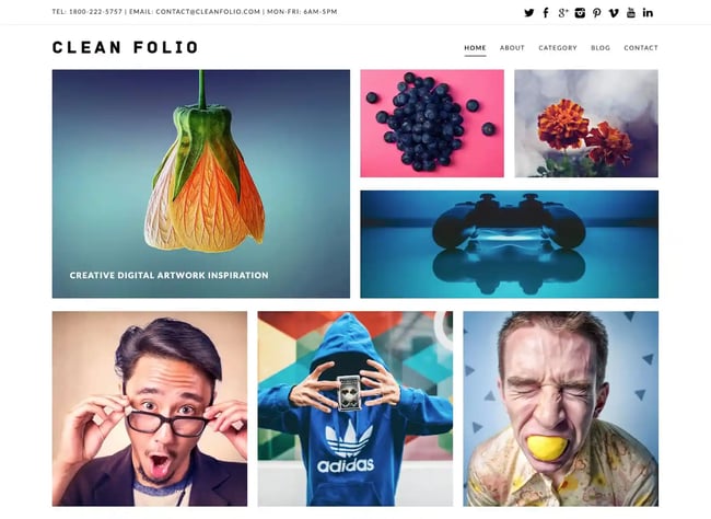 best Wordpress portfolio themes, Clean Folio