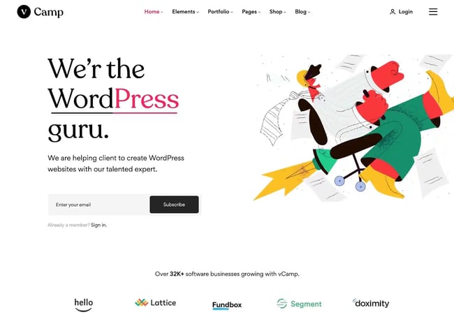 best Wordpress portfolio themes, vCamp