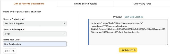 HTML code for how to add Amazon affiliate links to WordPress posts
