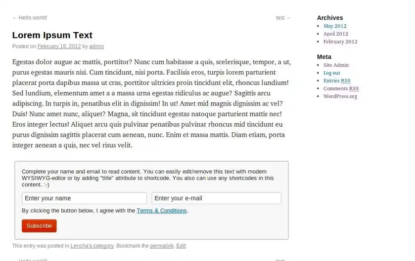 Opt-In Content Locker for Wordpress