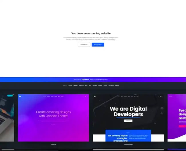 Uncode is another multi-purpose WordPress theme that's suitable for most businesses.
