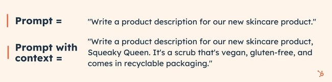 example of providing Prompt Writing Context for ai model