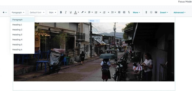 wysiwyg html editor, hubspot toolbar