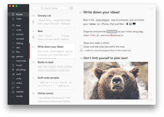 wysiwyg markdown editor, Bear