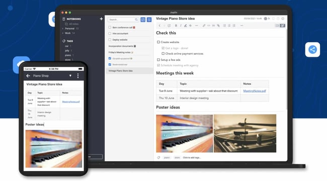 wysiwyg markdown editor, Joplin