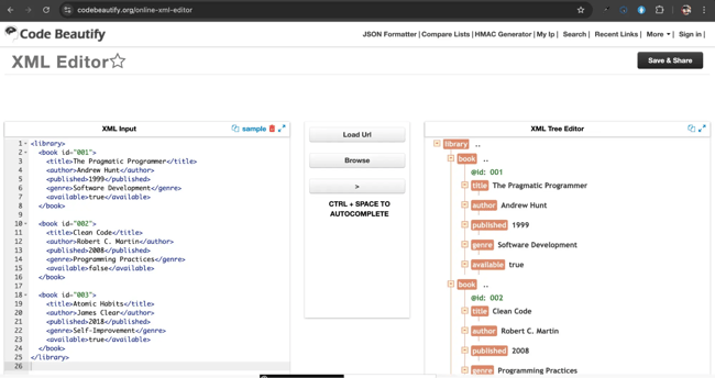 xml file code beautify