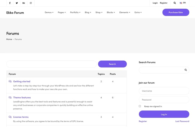 Great WordPress Forum Themes: Ekko