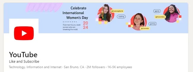 YouTube LinkedIn banner, 3 different faces of women - Celebrate International Womens Day 2024.
