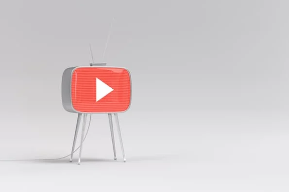 youtube logo on a television set concept