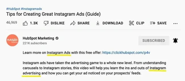 keyword variations in video description