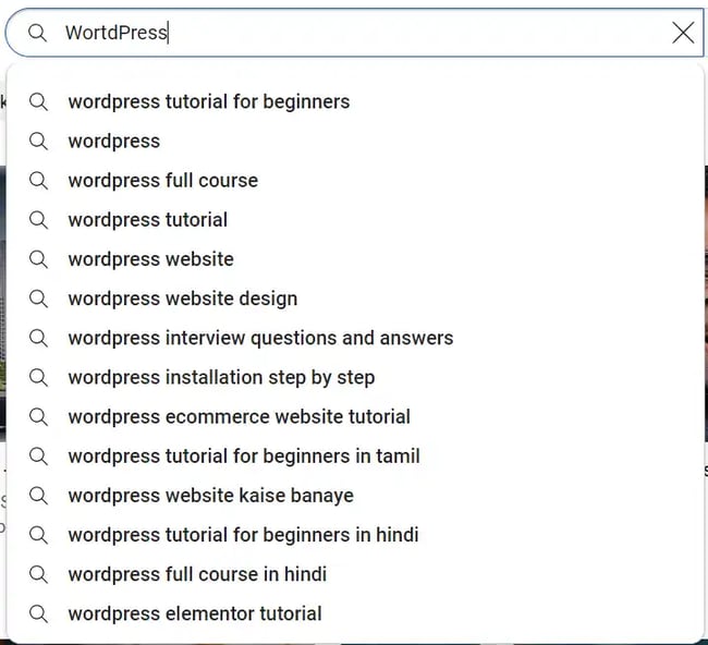 Use YouTubes autocomplete feature