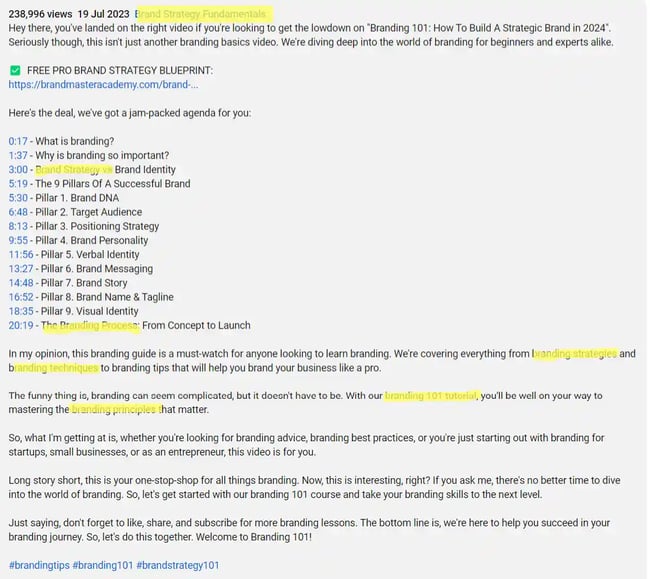 Optimize your video description