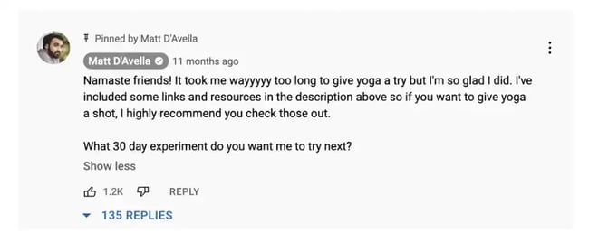Leave a pinned comment on your video