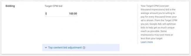 YouTube ad bid
