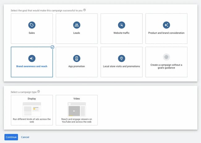 Step 4: Choose the goal and campaign type