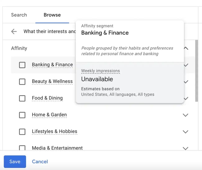 Affinity Audiences YouTube ads