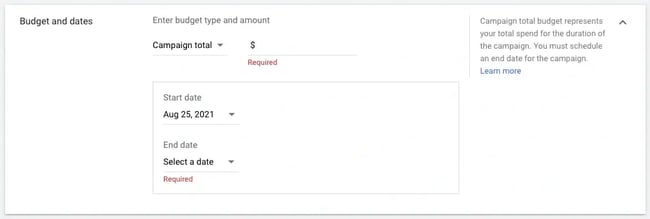 Step 7: Enter a budget
