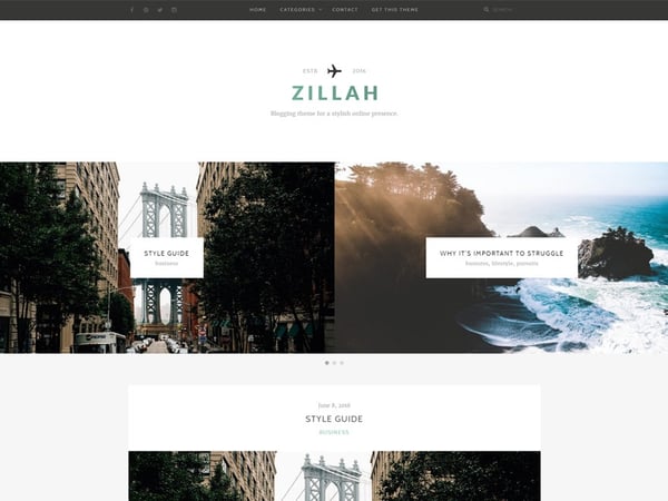 zillah blogging themeise wordpress theme