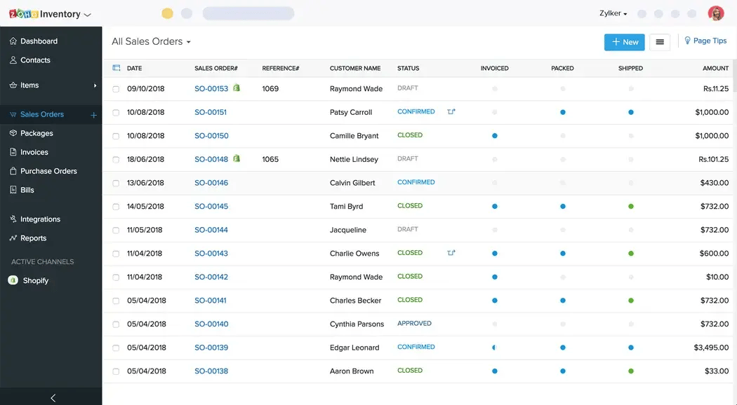 zoho sales management 