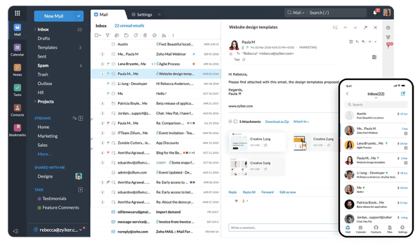 Best email management software, Zoho.