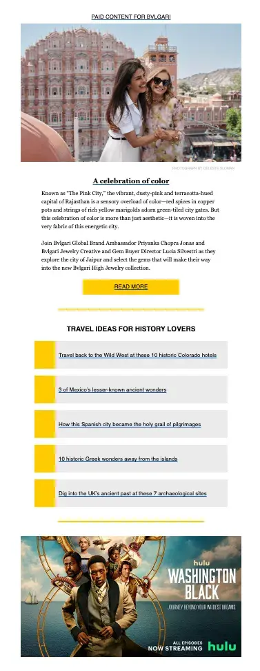 ‘the compass’ newsletter from national geographic. beautiful images and articles about travel