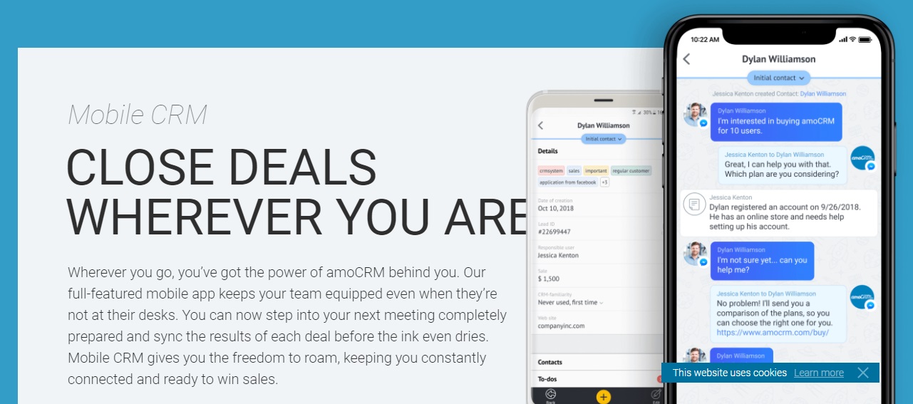 Ejemplo de software de mensajería con clientes: AmoCRM