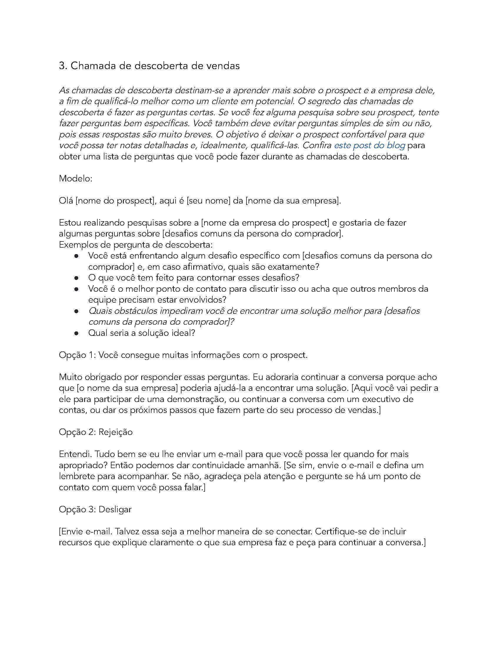 10 modelos para chamadas de vendas