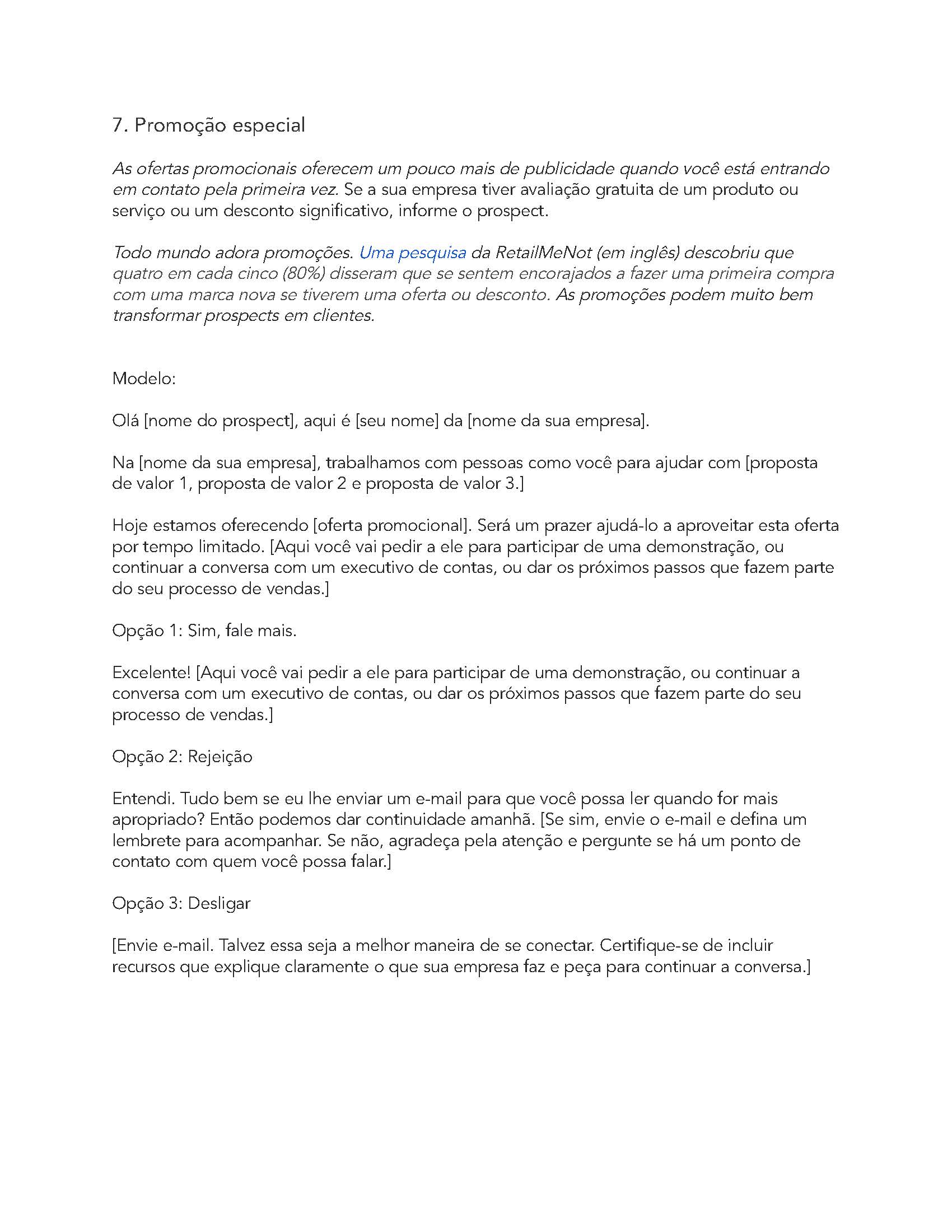 10 modelos para chamadas de vendas