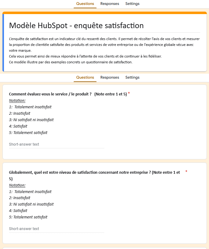 Modèle Google Form