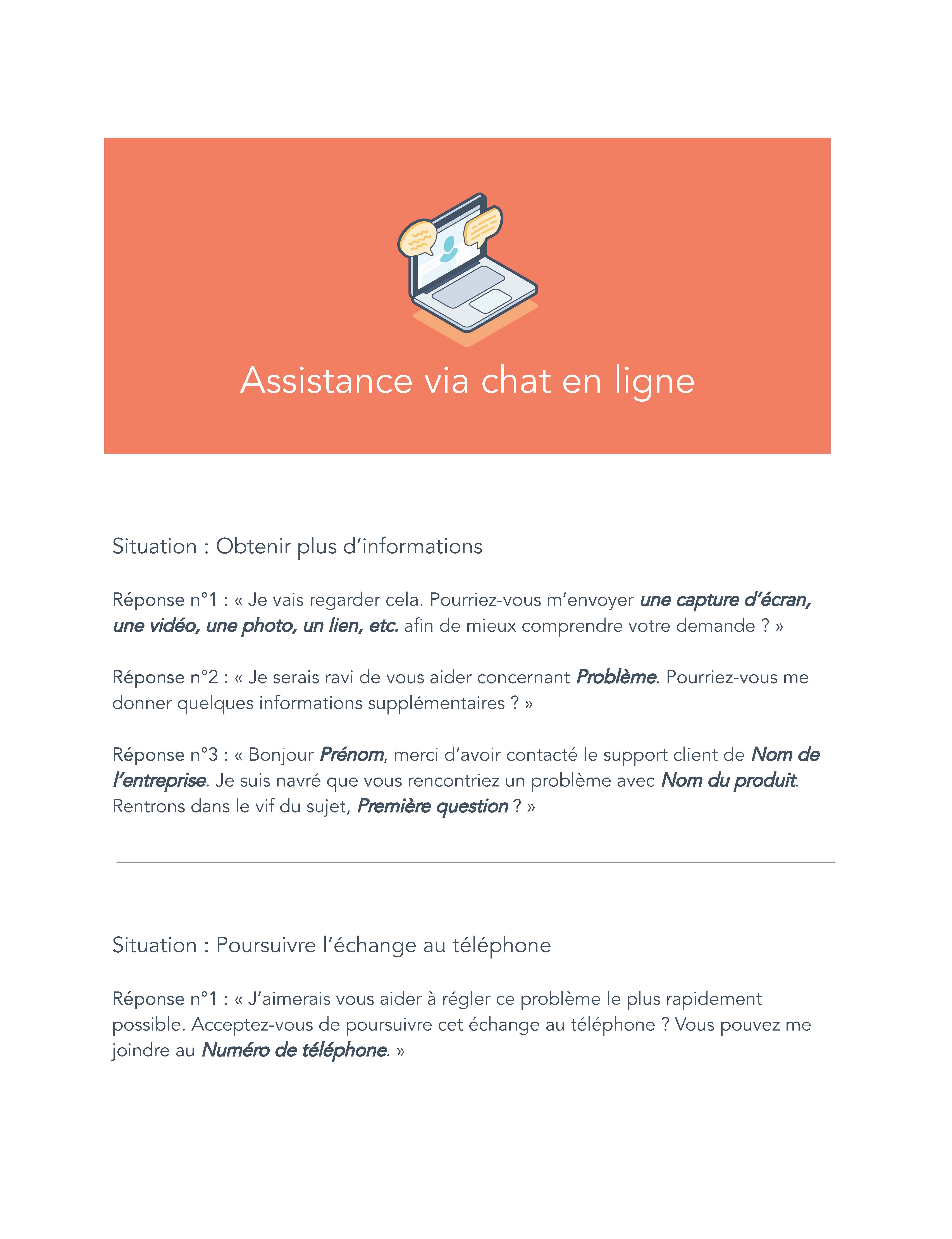 Modèles de scripts pour le support client 2