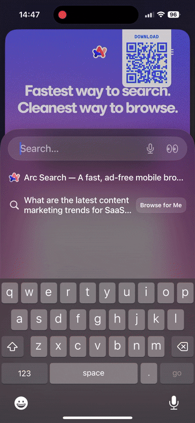gif of arcs mobile search results.https://arc.net/search