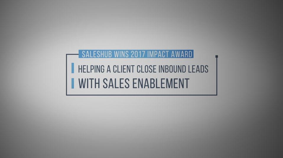 SalesHub Sales Enablement Impact Awards Round 1