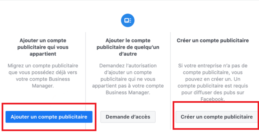 Ajout compte publicitaire