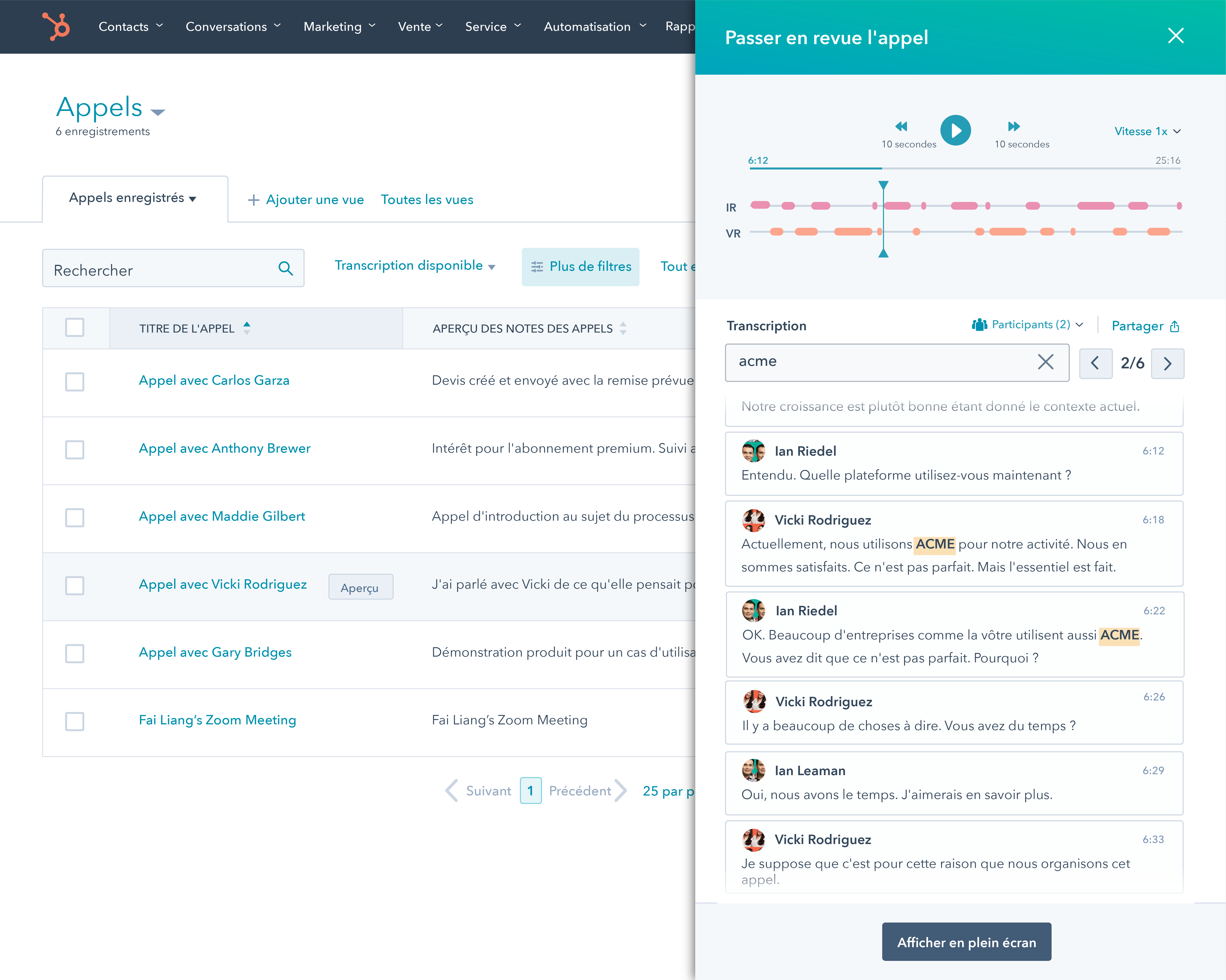 Outils de conversation intelligents de HubSpot