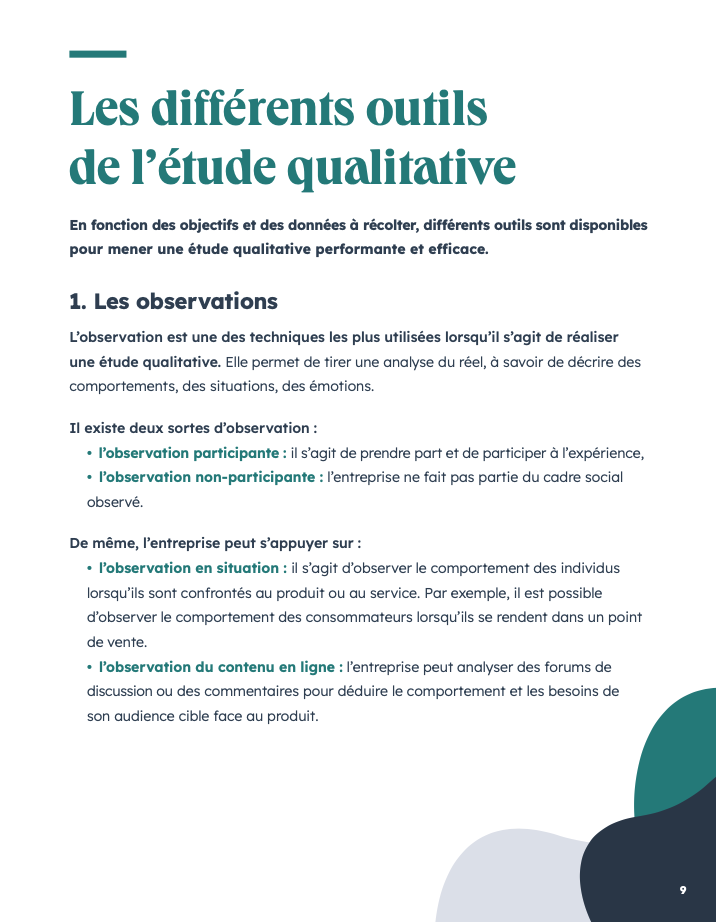 Les différents outils de l’étude qualitative