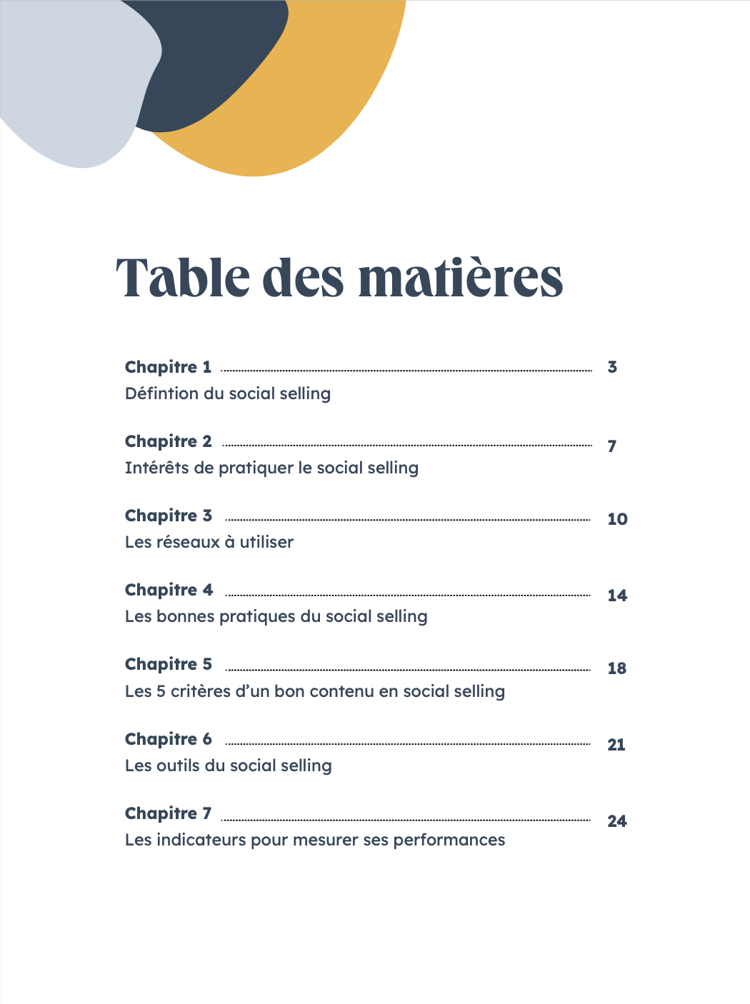Table des matières