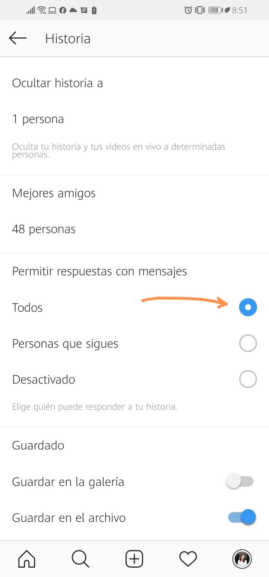 Configuración de historias para marketing en Instagram