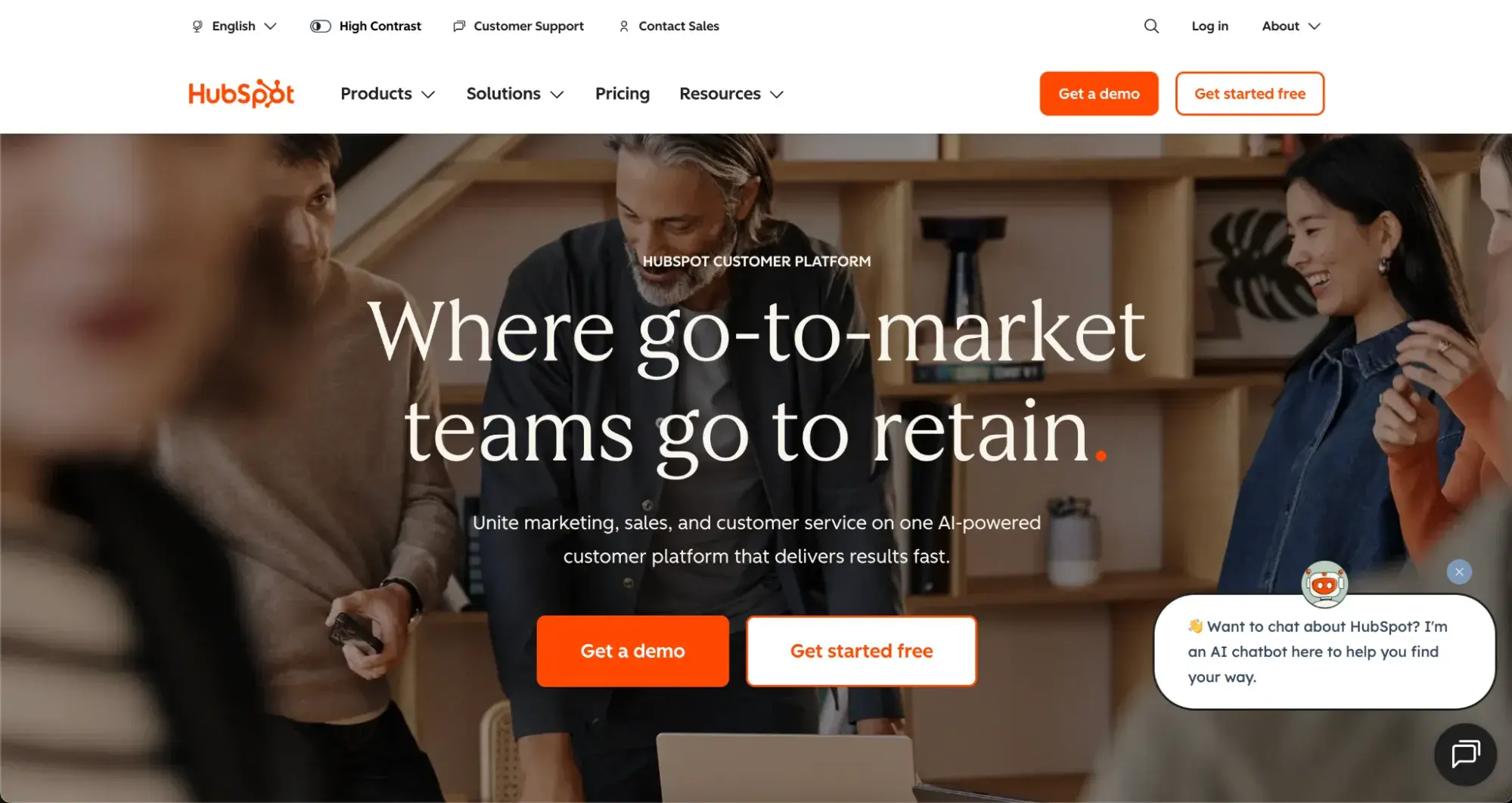 corporate websites: hubspot website homepage