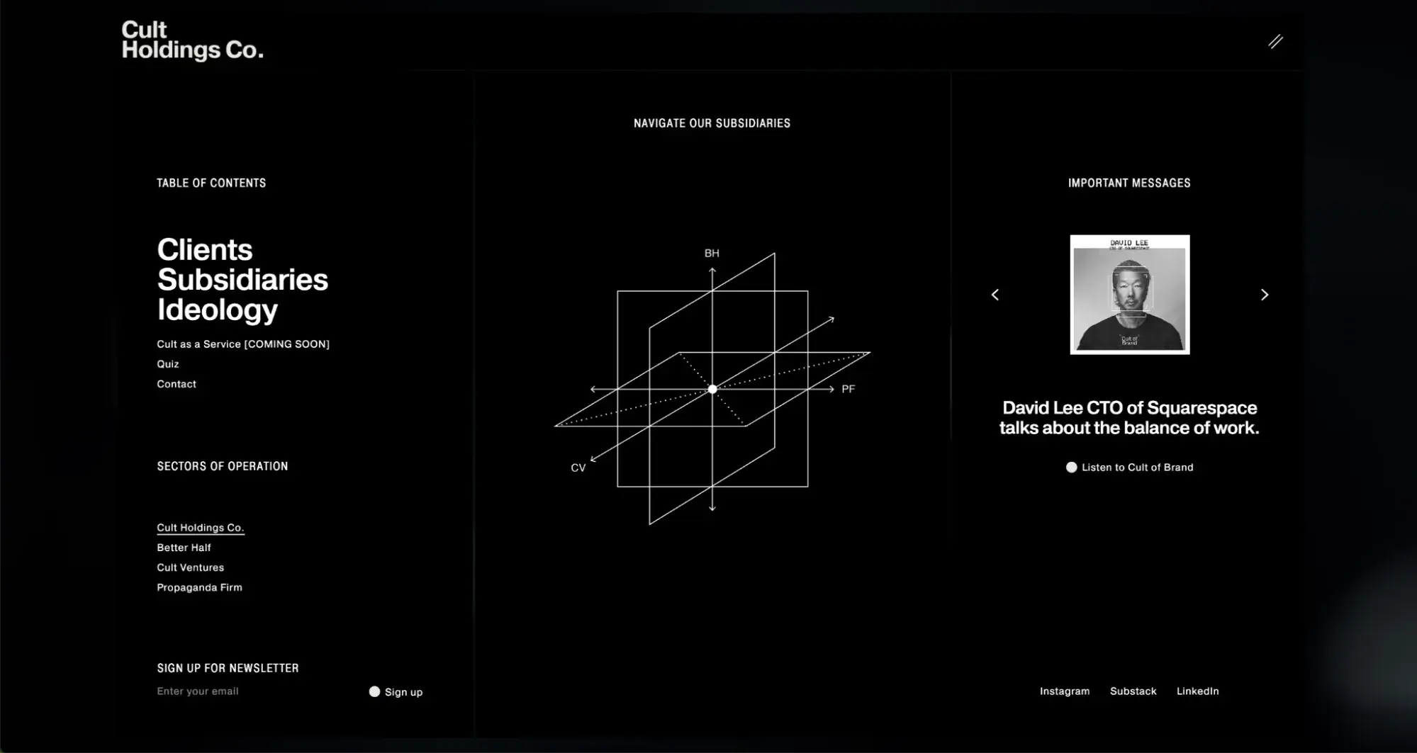 unusual corporate website design example